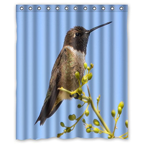HelloDecor Hummingbird Shower Curtain Polyester Fabric Bathroom