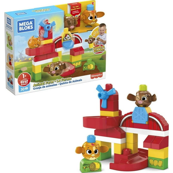 Mega Bloks Peek A Blocks Animal Farm with Big Building Blocks, Building Toys for Toddler (35 Pieces)