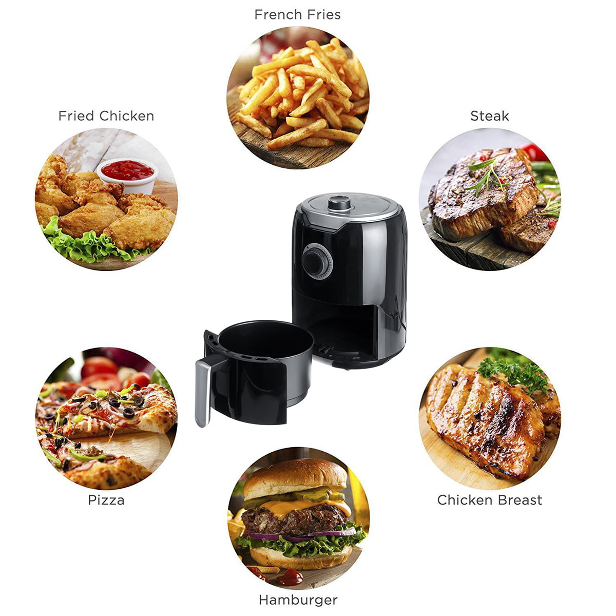 BCP 1.6qt 900W Digital Compact Kitchen Air Fryer w/ Recipes