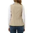 thumbnail image 3 of Chaqueta sin mangas con cremallera Inspire Chic para mujer, chaleco utilitario con bolsillos M color caqui, 3 of 7