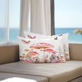 thumbnail image 3 of Lumbar Pillow Covers 20x12 Inch Set of 2, Pink Mushroom Waterproof Outdoor Pillow Covers, Spring Botanical Floral Summer Decorative Cushion Pillowcases for Couch, Sofa, Bed, Garden, Patio, 3 of 9