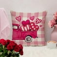 thumbnail image 5 of Hello Valentine''s Day Decorative Throw Pillow Covers 18 x 18 Set of 4, Pink Love Heart Truck Hugs Kisses Arrow Cushion Case Decor, Plaid Check Polka Dot Farmhouse Home Decoration for Sofa Couch, 5 of 5