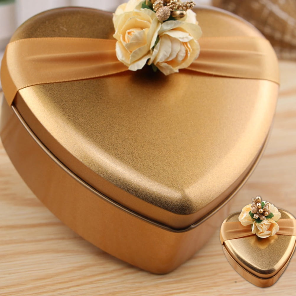 5pcs Wedding Tinplate Candy Box Heart Shaped Gift Boxes with Lid Empty Tin  Box Container 