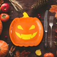 thumbnail image 2 of Classic Kitchen Accessories, Halloween Dinnerware Set Orange Black Pumpkin Themed Paper Plates Cups Napkins Halloween Disposable Tableware for Themed Birthday, 2 of 4