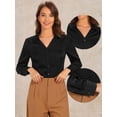 thumbnail image 2 of DARING DIVA Bodysuit Button Down Shirt Casual Tops L Black, 2 of 6