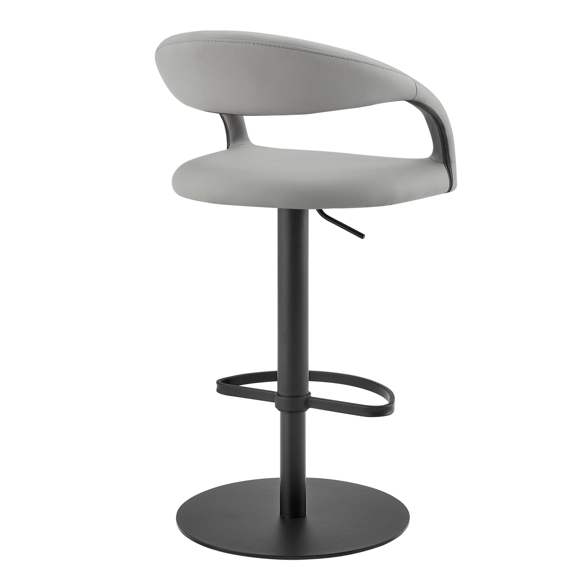 Marlow Modern Contemporary Swivel Metal Adjustable Height Barstool With Faux Leather Seat
