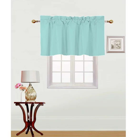 Rs9 1-Piece Green Teal Swag Straight Insulated Foam Lined Blackout Rod Pocket Window Valance 38"Wx 18"L