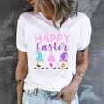 thumbnail image 2 of Pompotops T-Shirts Col Rond pour Femmes Imprimé Lapin de Pâques Manches Courtes Blouse, 2 of 9