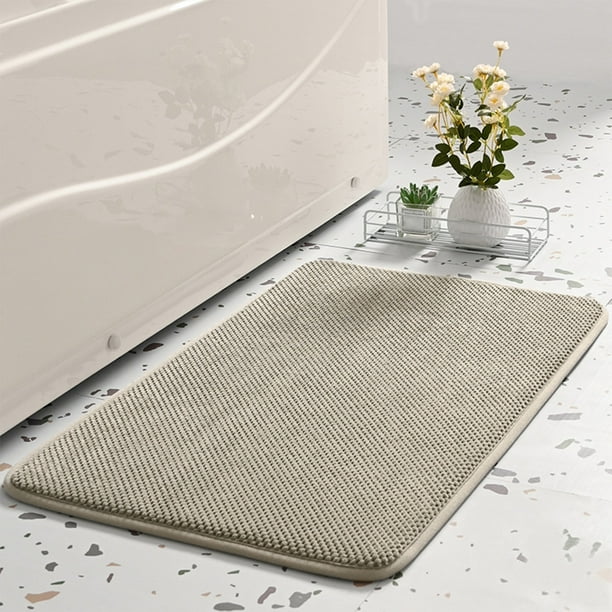 Alfombra de baño de espuma viscoelástica con rayas gruesas | Alfombra de baño de terciopelo suave y absorbente con reverso antideslizante | Alfombra lavable a máquina para baño, dormitorio y