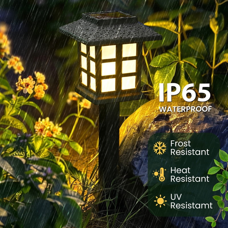 GIGALUMI Solar Black Outdoor Lights, 6 Pack, Solar Walkway Lights with IP65 Waterproof for Patio Decor, Garden