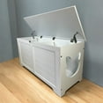 thumbnail image 2 of ENTU 39.37 Inch Cream White Top Open Cat Litter Box Enclosure MDF Dog Proof Hidden Litter Box Cabinet for Large Cat, 2 of 11