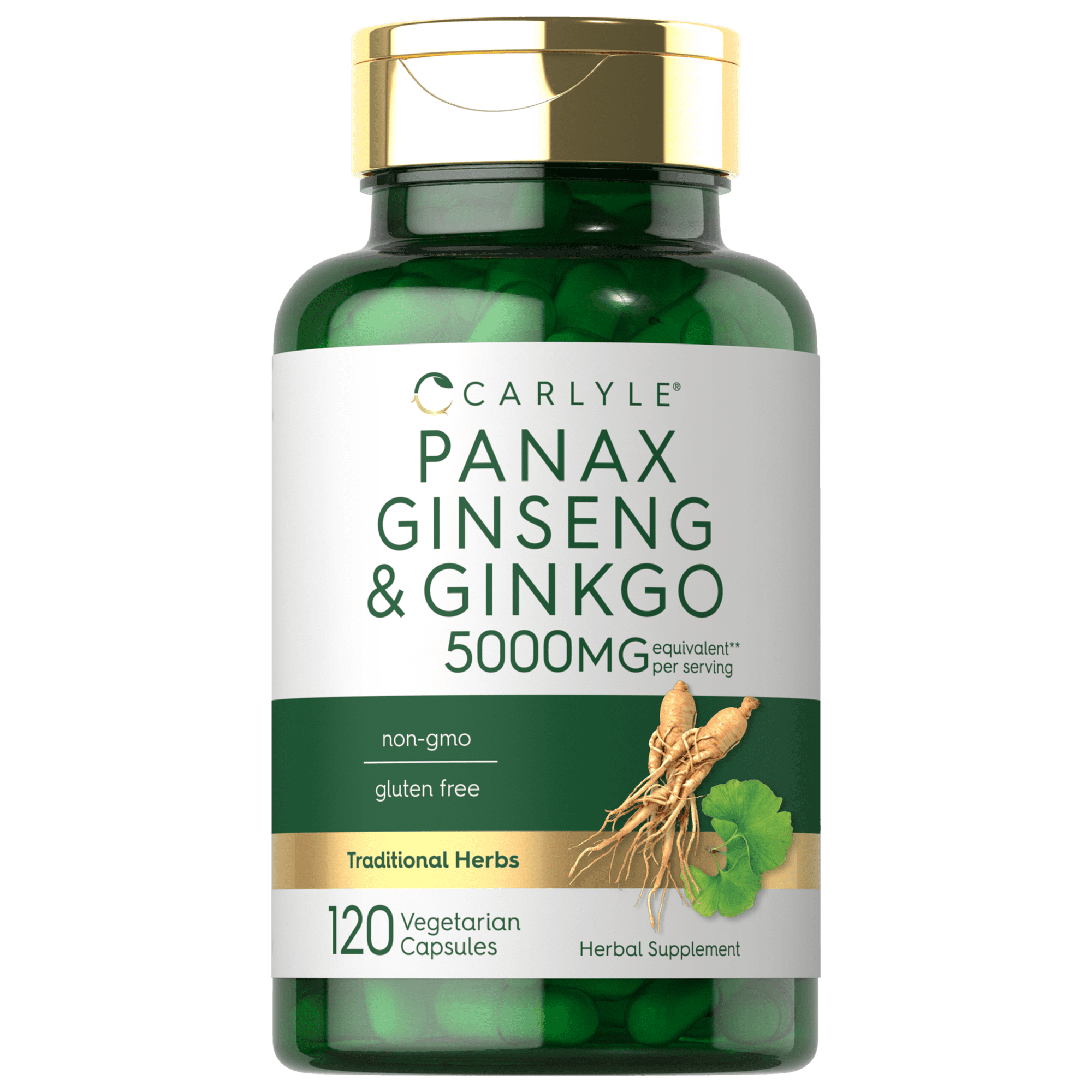 Panax Ginseng + Ginkgo Biloba | 5,000mg | 120 Vegetarian Capsules | by Carlyle