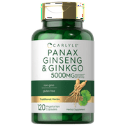 Panax Ginseng + Ginkgo Biloba | 5,000mg | 120 Vegetarian Capsules | By Carlyle