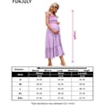 thumbnail image 5 of Smocked Maternity Boho Dress Casual Spaghetti Strap Ruffle Sleeveless Swing Summer Maxi Dress, 5 of 5