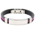 thumbnail image 2 of Men's Women's Cool Stainless Steel Rubber Wristband Bangle Clasp Cuff Bracelet,Pink, 2 of 8