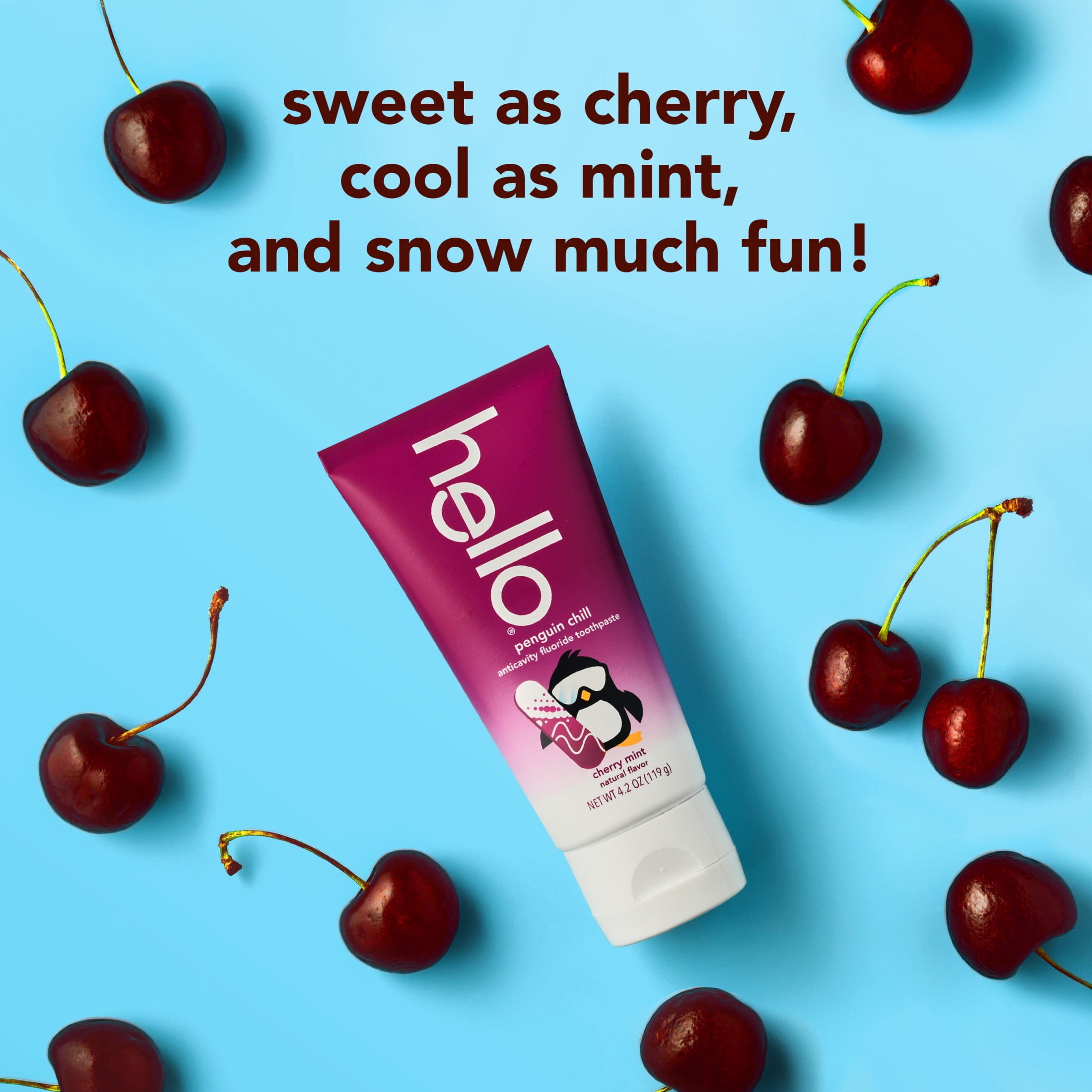 hello Penguin Chill Kids Toothpaste with Fluoride, Cherry Mint, 4.2 oz Tube