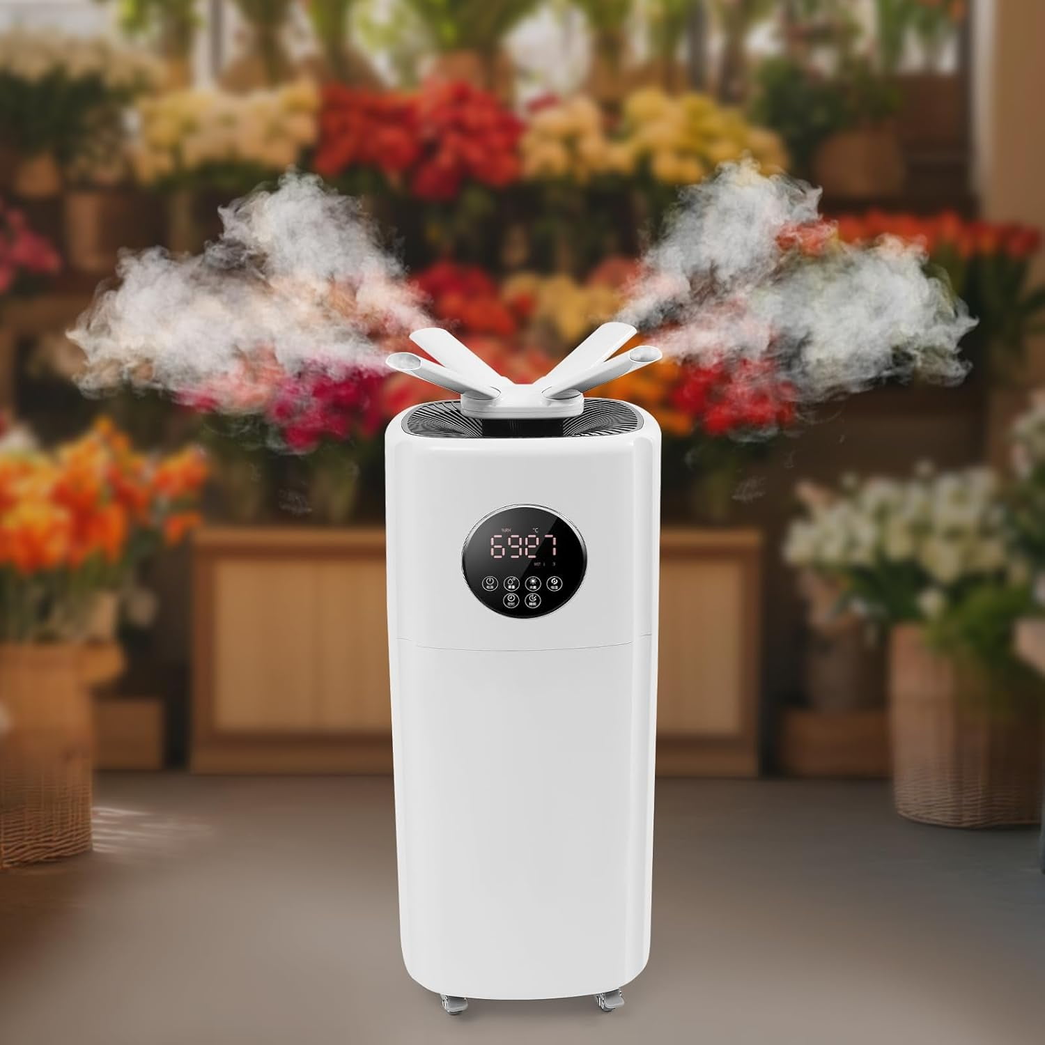 Humidifiers for Large Room Whole House Humidifier for Home 2000 sq. ft, 5.5Gal Cool Mist Top Fill Floor Humidifier 21L 2000ML/H Dual 360° Nozzles 3 Speed, Timer Function