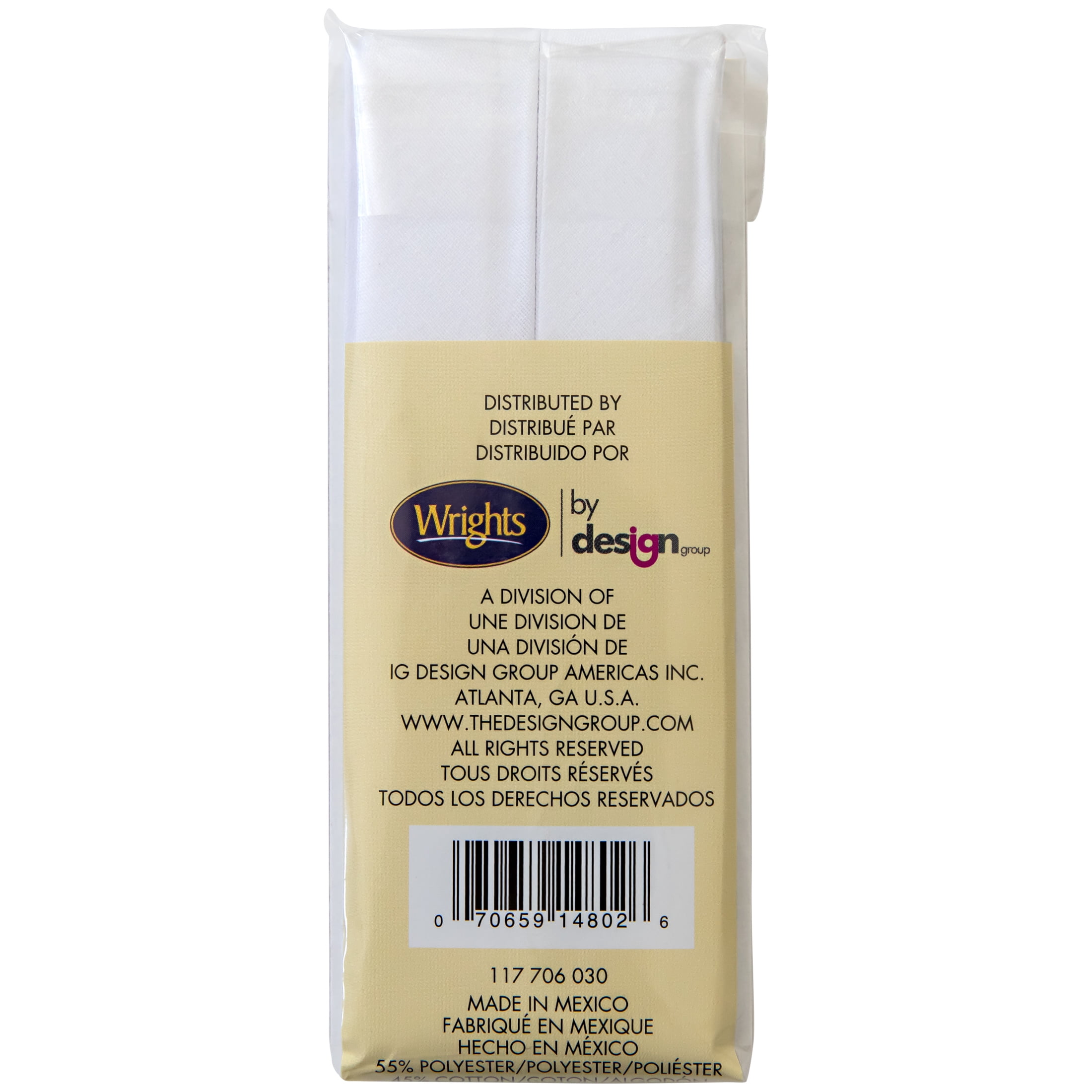 (2 pack) Wrights 7/8" White Quilt Binding, 3 yd