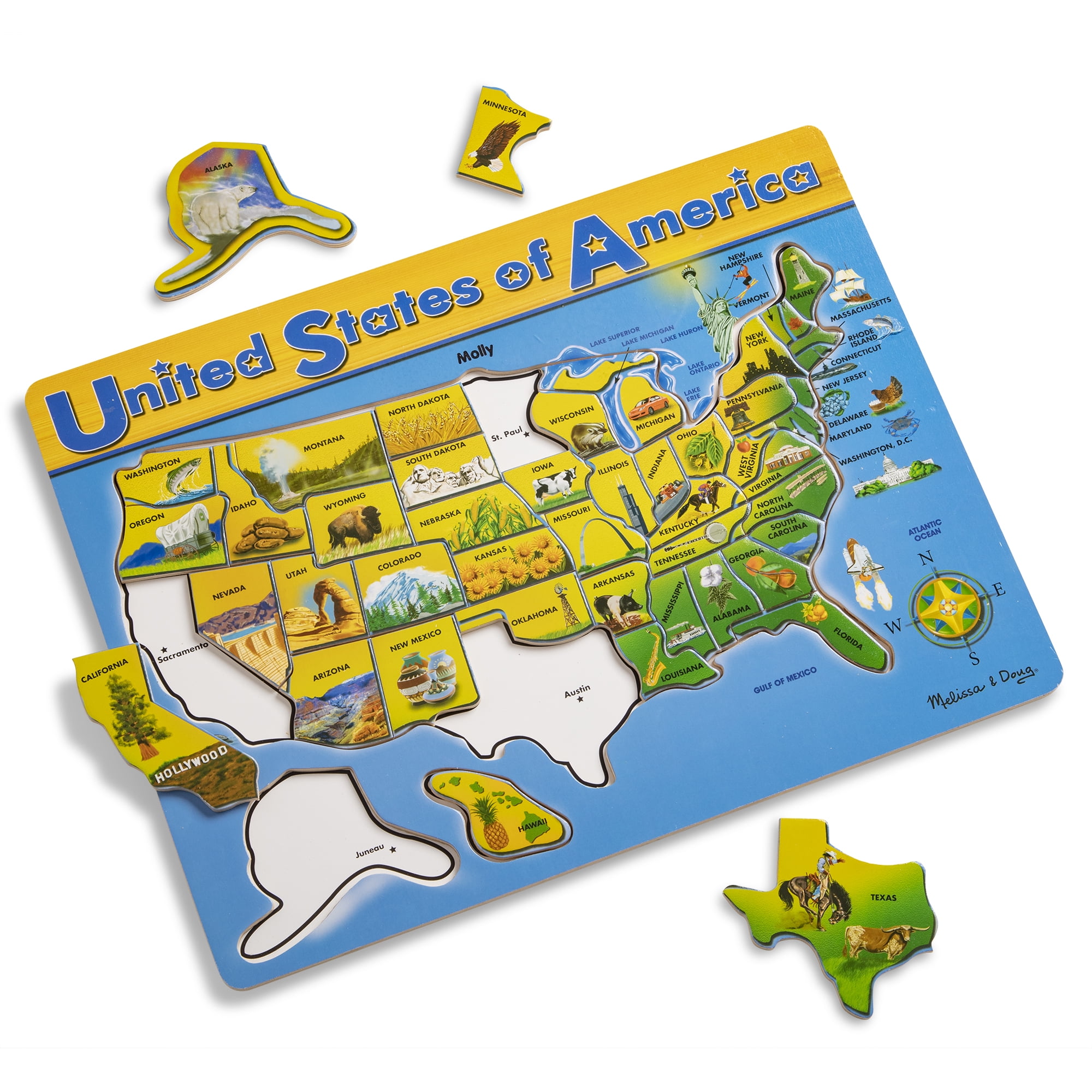 Children Educational USA Map 60 Pieces Kids Puzzle Toy Christmas Gift Game 