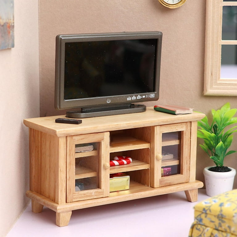 1 12 Miniature TV Cabinet Dollhouse Furniture Set Dollhouse