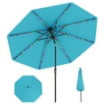 thumbnail image 1 of Gymax 10 FT Solar Patio Umbrella w/96 Multi-colored LED Lights & 9 Modes Vented Top Turquoise, 1 of 10