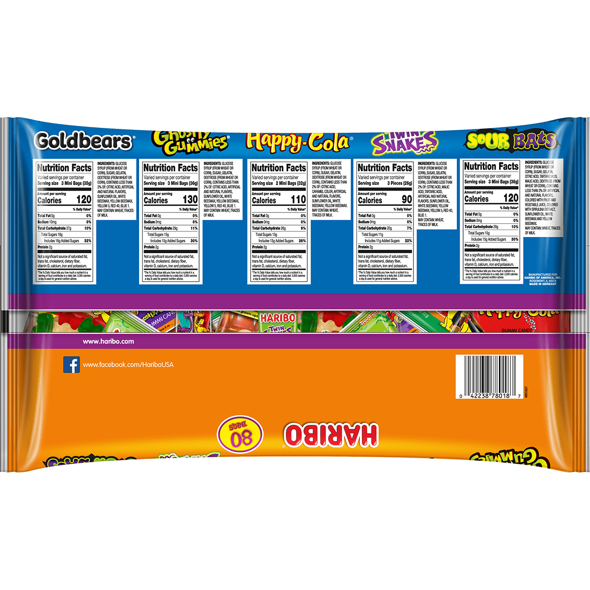 HARIBO Halloween Gummies Trick or Treat Mix Mini Bags Gummy Candy 36.1 oz