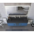 thumbnail image 4 of Nile 60" Blue Wood Floating Vanity with Black Top and Gold Trim, 4 of 10