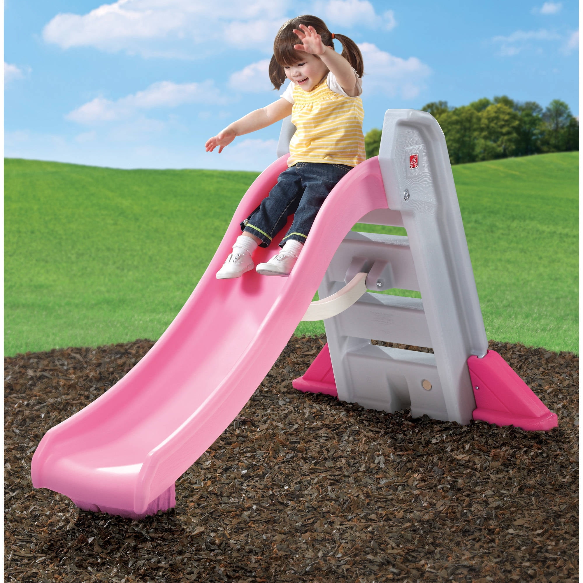 pink garden slides