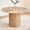Oak Veneer, variant on 47 inches Modern Round Dining Table, Wood Kitchen Table for 4 with Two-part Tabletop and Wooden Strip Columns Base, Farmhouse Table for Kitchen, Dinning Room, Oak
