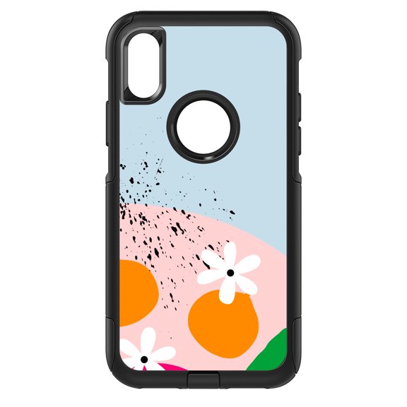 DistinctInk Custom SKIN / DECAL compatible with OtterBox Commuter for iPhone X / XS (5.8" Screen) - Summer Vibes Bold Flower Pink White Orange