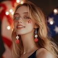 thumbnail image 6 of Bfogop Independence Day Earrings Acrylic Glitter Triple Heart Flower Drop Dangle Earrings for Women Shining Red White Blue American Flag Earrings 4th of July Jewelry Gift, 6 of 6