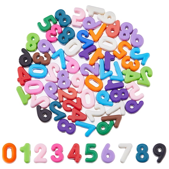 60Pcs Large Acrylic Number Beads Big 3D Number Beads 20mm 0-9 Bead Charms Colorful Acrylic Bead with Large Hole for Bag Keychain Charms Jewelry Making