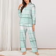 thumbnail image 2 of Picia Flowers And Turquoise Wooden Pattern Women’s Long-Sleeve Sleepwear Set - Soft 2-Piece Loungewear with Pockets, Comfy PJs for Relaxing Nights-Medium, 2 of 7