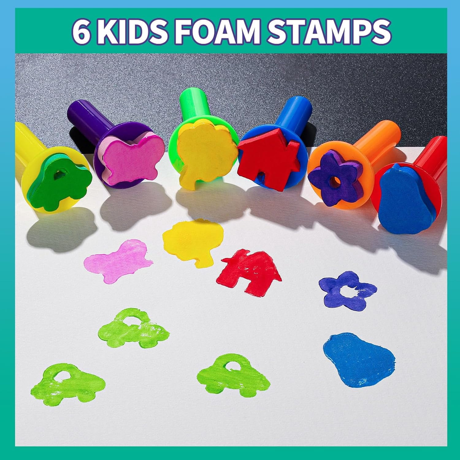 Paint Sponges for Kids, 39pcs Early Learning Toddlers Sponge Paint Brushes Stamps Foam Art Craft Drawing Tools