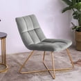 thumbnail image 4 of Duhome Slipper Chairs Velvet Accent Chairs Retro Leisure Lounge Chair Mid Century Modern Chair Vanity Chair for Living Room Bedroom with Gold Metal Legs Grey 1 PCS, 4 of 8
