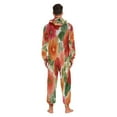 thumbnail image 2 of 1 Piece Adult Onesie Pajamas Cozy & Loose-Fit Sleepsuit Loungewear with Pockets Red and Orange Flowers X-Large, 2 of 7