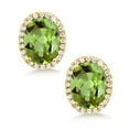 thumbnail image 2 of Gem Stone King 4.68 Ct Oval Green Peridot 18K Yellow Gold Plated Silver Earrings, 2 of 5