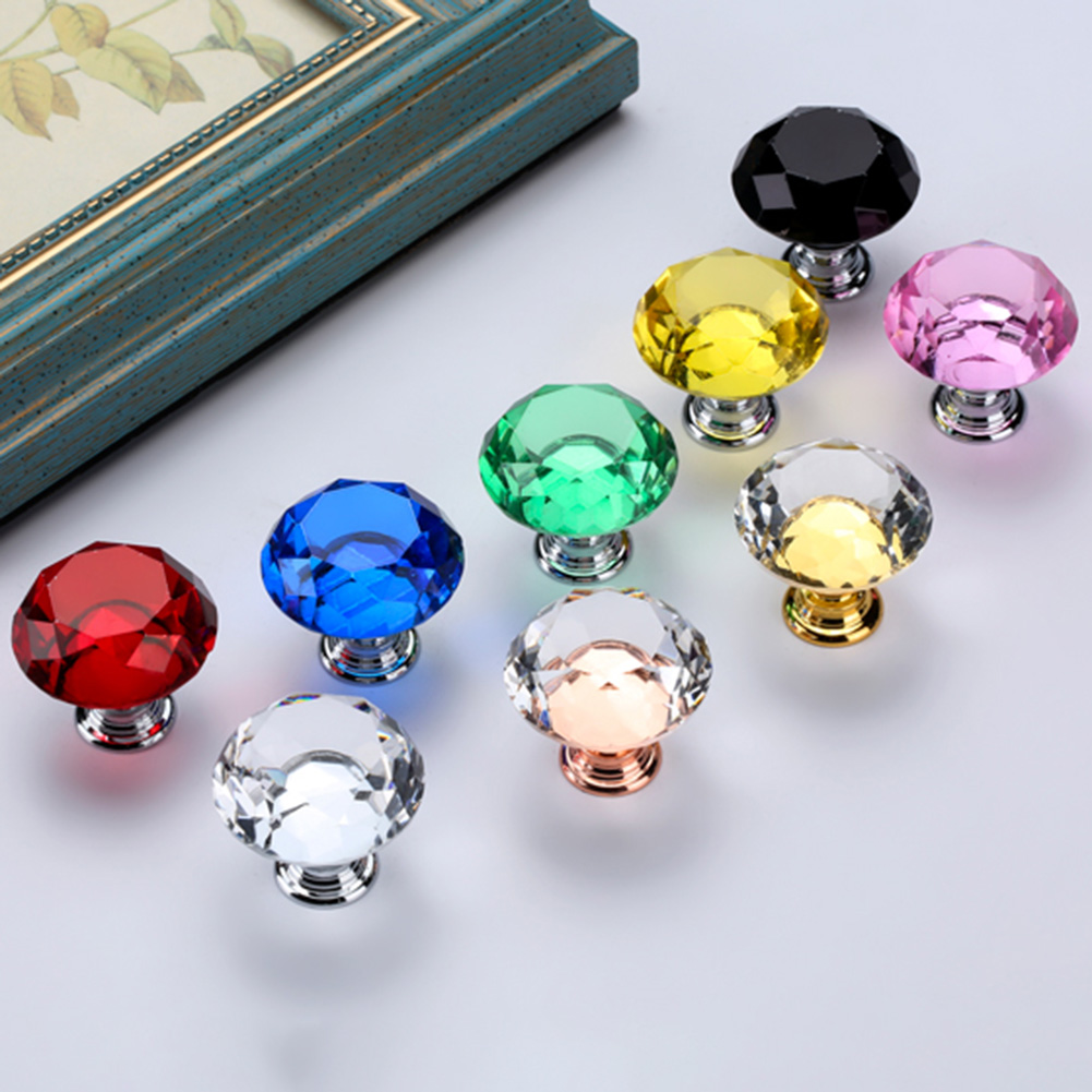 Ludlz 6Pcs Ultra-light 40mm k9 Crystal Cabinet Knobs Drawer Knobs Pull Crystal Glass Diamond Cabinet Dresser Pulls Cupboard Knobs with Screws for Kitchen Office Bathroom Cabinet - image 3 of 7