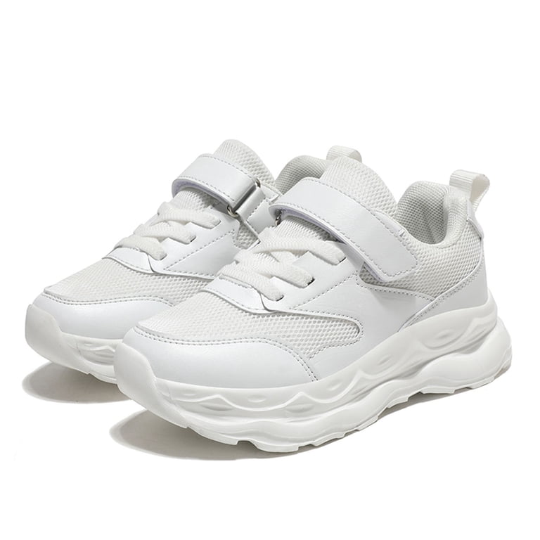 Cnuiaeg Kids Mesh Hook-and-Loop Sneakers,Solid Color Running  display picture 2