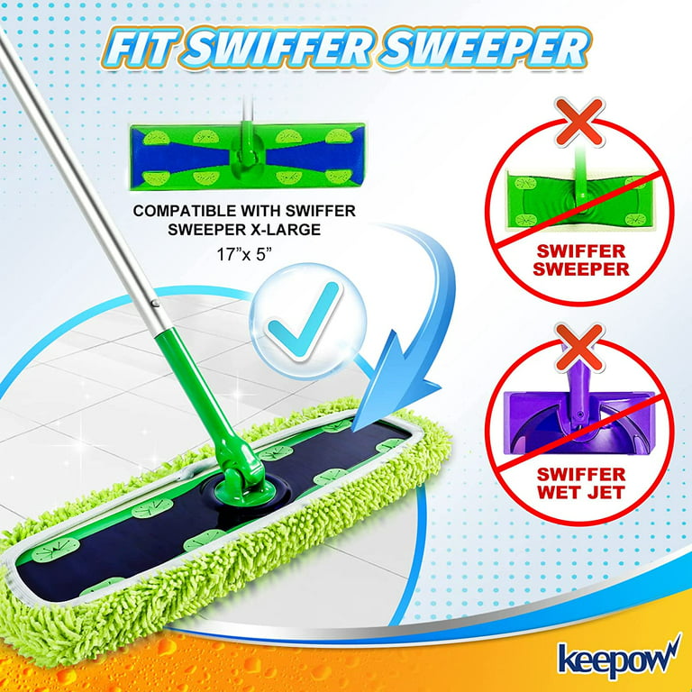 KEEPOW Reusable XL Mop Pads Compatible for Swiffer XL Sweeper, X