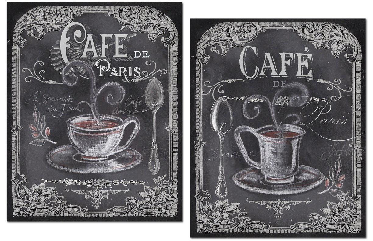 Lovely ChalkboardStyle French Cafe De Paris Coffee Set by Tre Sorelle