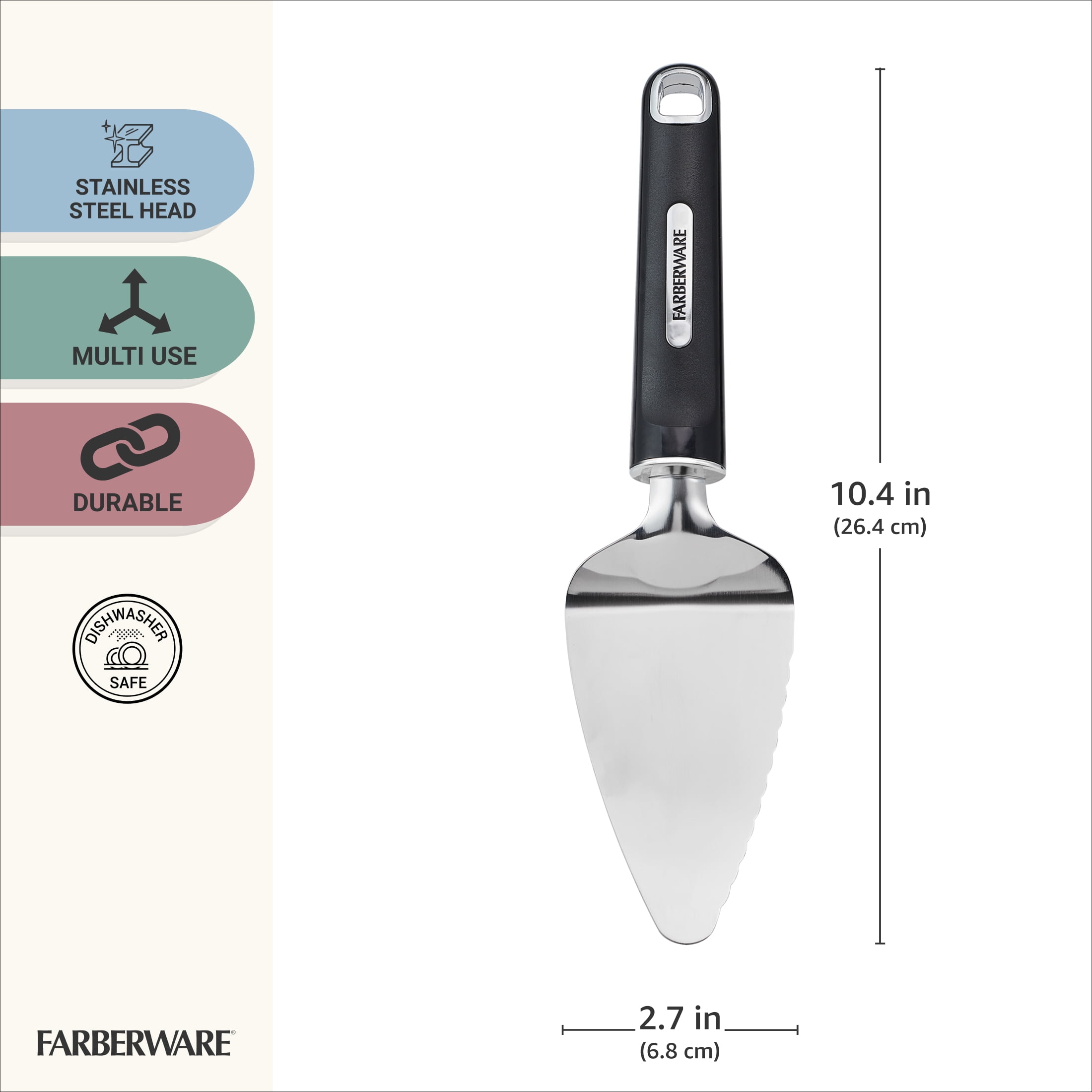 Farberware Professional Stainless Steel Pie Server with Black Handle
