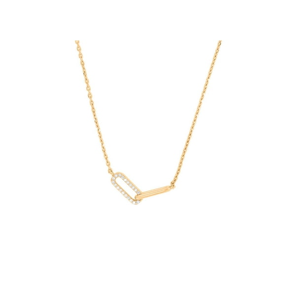 KEEVA JEWELS 0.10 Carat FG/VS Lab Grown Diamond Paperclip Link 18 Inches Necklace, Yellow Gold Plated Silver
