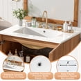 thumbnail image 3 of MODERNLUXE Meuble-Lavabo de Salle de Bain 29,9 Pouces avec Lavabo en Céramique, Armoire de Rangement de Salle de Bain Autoportante Style Ferme avec Tablette Réglable en Forme de U, Texture Grain de Bois et 2 Portes à Fermeture en Douceur pour Petit Espace, Naturel, 3 of 11