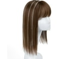 thumbnail image 7 of Aorsher Hair Toppers with Bangs for Thin Hair, 16 inch Hair Topper Wiglets Synthetic Hair Pieces with Thinning Hair Browm With Blonde for Women, 7 of 7