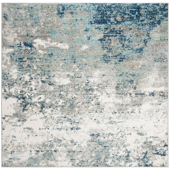 SAFAVIEH Jasper Brandt Abstract Overdyed Area Rug, Grey/Blue, 8' x 8' Square