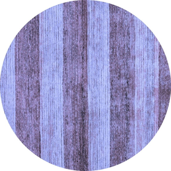 Ahgly Company Machine Washable Indoor Round Abstract Blue Modern Area Rugs, 8' Round