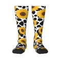 thumbnail image 1 of Fotbe Cow Print Sunflower Calcetas Divertidas Estampadas para Hombre y Mujer, Calcetas de Algodón hasta la Rodilla para Caminar, Correr, Enfermería y Embarazo, 1 of 6