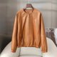 thumbnail image 3 of Elegante abrigo de piel de oveja con cuello redondo para mujer, tendencia primavera otoño 2024, chaqueta de cuero genuino corta con cremallera suelta y sencilla, 3 of 5