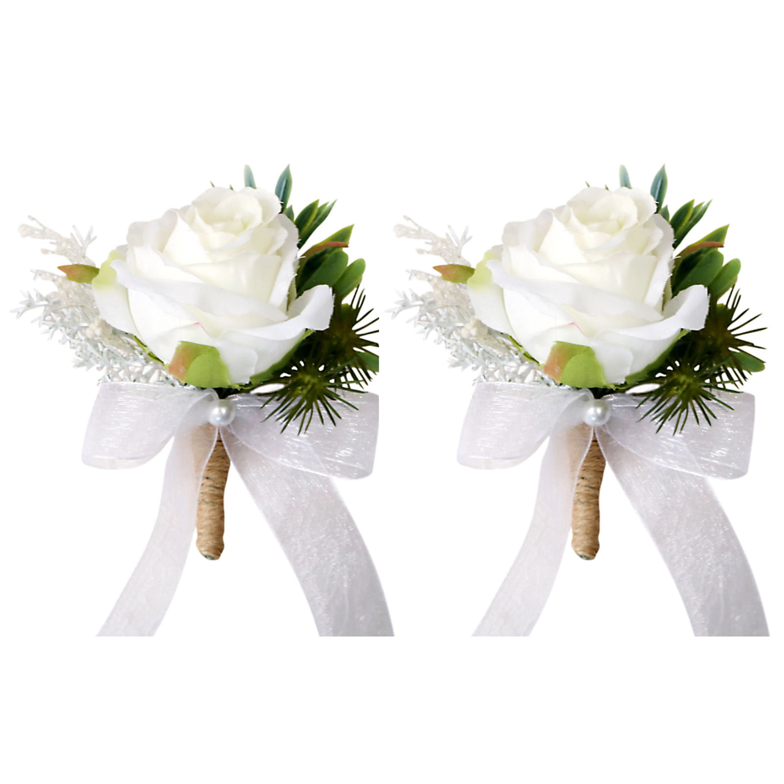 Wedding Flowers Childs Page Boy Single Rose Buttonhole Diamante & Pearl 